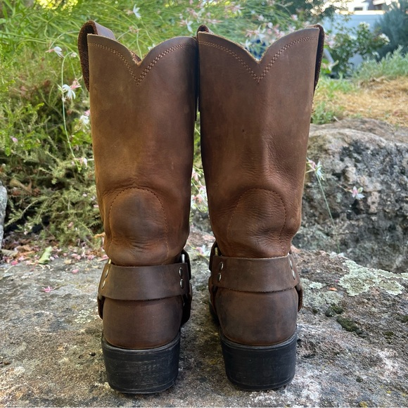 Cody James Harness Square Toe Leather Pull On Riding Cowboy Boots Brown Sz 8 - Picture 4 of 14